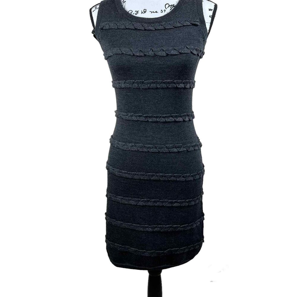 Calvin Klein Charcoal Gray crew wool blend sweater dress with details size XS